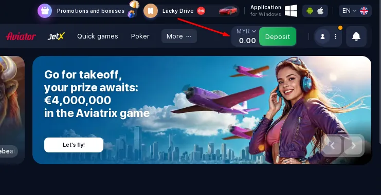 deposit at 1win
